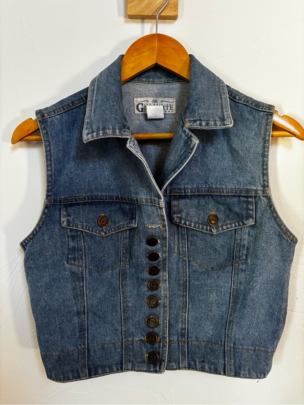 Graphite Jeanswear Vintage Cropped Denim Vest Size M